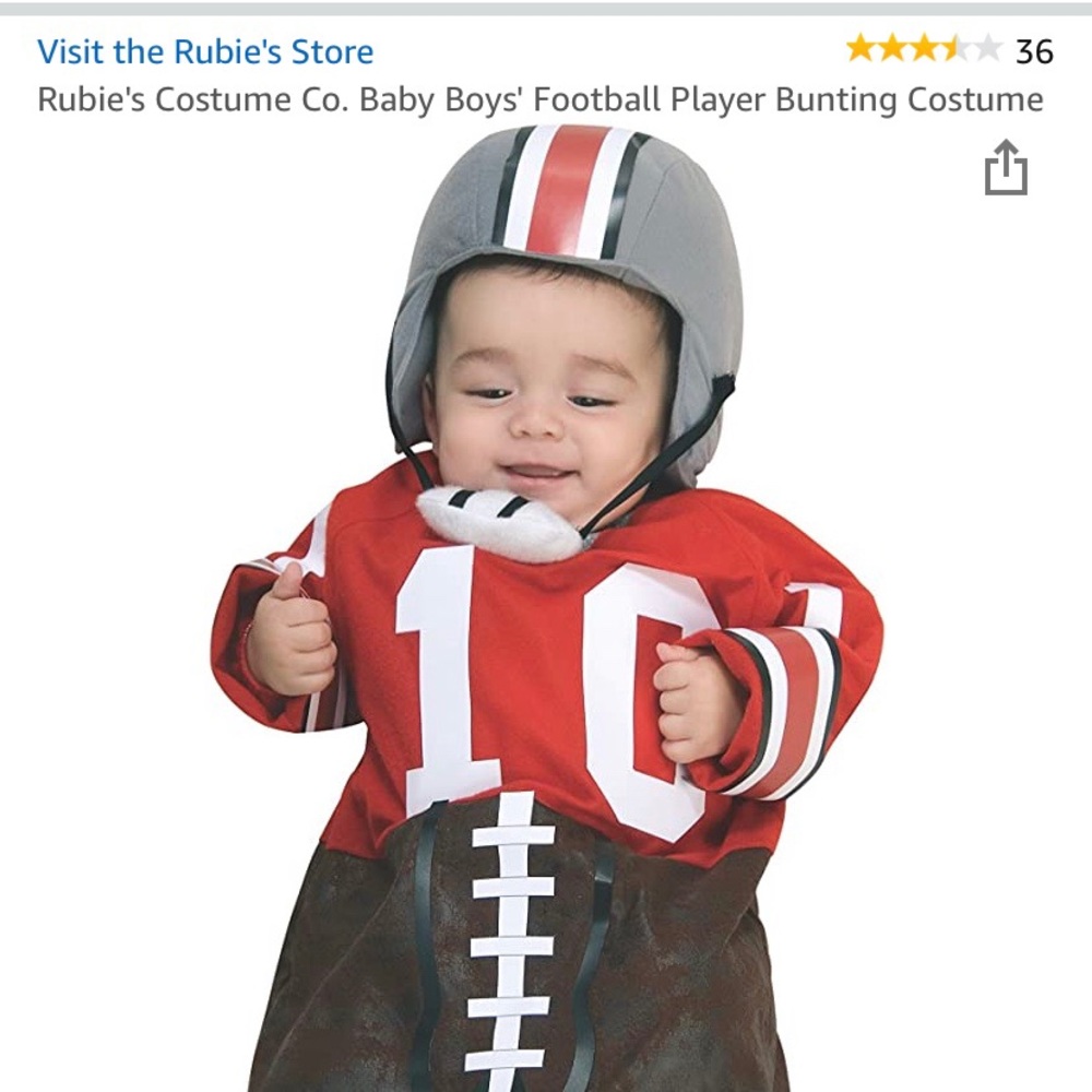 Size 0-9 mos baby football costume & blanket.
